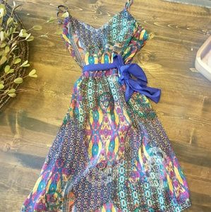 Boutique faux wrap dress with tie waist